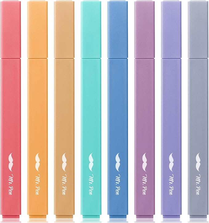 Mr. Pen- Aesthetic Highlighters No Bleed, 8 Pack, Jewel Tones, Chisel Tip | Cute Highlighters Assorted Colors for Journaling, Highlighting, Underlining, Fast Dry, Back to School Supplies