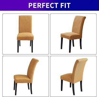 Stretch Chair Covers for Dining Room Set of 2, Removable Washable Dining Room Chair Covers, Dining Chair Slipcovers Seat Protector, Great Home Decor and Banquet Upholstery (Gold, 2 Pack)