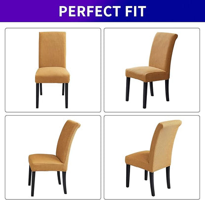 Stretch Chair Covers for Dining Room Set of 8, Removable Washable Dining Room Chair Covers, Dining Chair Slipcovers Seat Protector, Great Decor for Home and Banquet (Gold, 8 Pack)