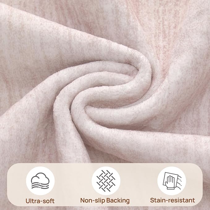 UERMEI 10x12 Washable Area Rug - Neutral Modern Abstract Living Room Rugs, Non-Slip Soft Large Indoor Floor Carpet for Bedroom Home Office & Under Dining Table Decor, Soft Pink