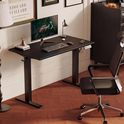 YDN Electric Standing Desk Adjustable Height, 40 x 24 Inches Sit Stand up Desk with Memory Presets & Cable Management, Home Office Desk for Office & Computer Workstation, Black Frame/Black Top
