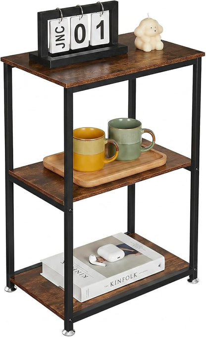 VECELO Tall End Side Table,30" Height Nightstand with 3-Tier Storage Shelf for Living Room Bedroom Office Hallway Study