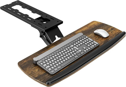 AX WABER Keyboard Tray Under Desk with Storage Drawer, Height Adjustable Keyboard Tray Slide Out 360° Swivel Tilt, Ergonomic Under Desk Mount Keyboard & Mouse Holder for Gaming Home Office, Vintage