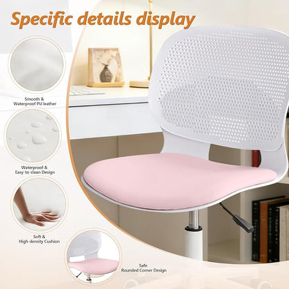 Home Office Chair, Armless Mid-Back Computer Desk Chair with Breathable Backrest and Padded Cushion, Height Adjustable Swivel Ergonomic Task Chair for Home, Work, Study