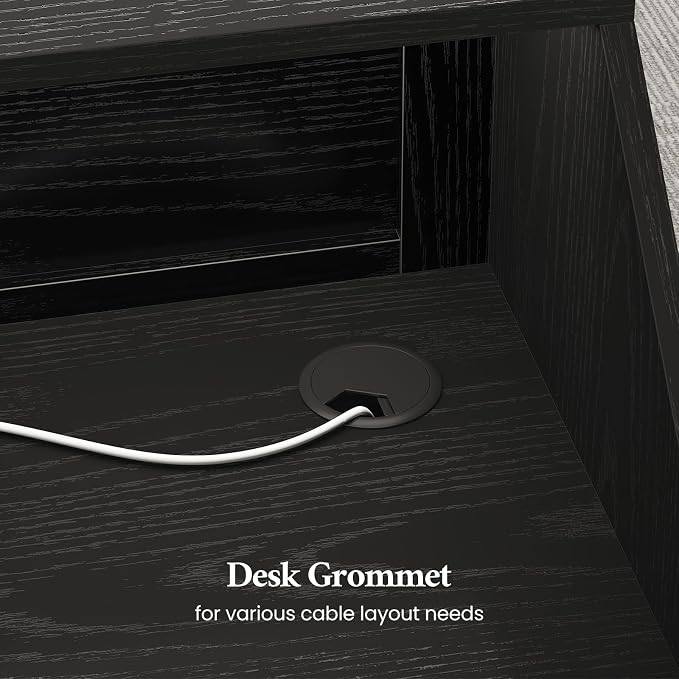 Reception Desk with Counter, Front Desk with 3 Drawers and Storage Cabinet, 47 inch Modern Retail Counter with Cable Grommet for Checkout, Barber, Beauty Salon, Home Office