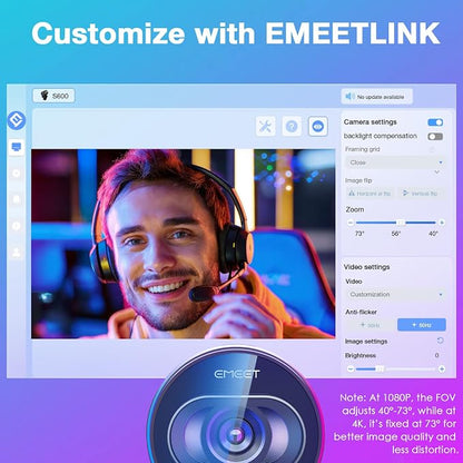 EMEET S600 4K Webcam with Tripod for Streaming - Sony 1/2.55'' Sensor, PDAF Autofocus, 1080P@60FPS, 2 Noise Reduction Mics, Built-in Privacy Cover, 73° FOV, Streaming Webcam for Product/Game/Beauty