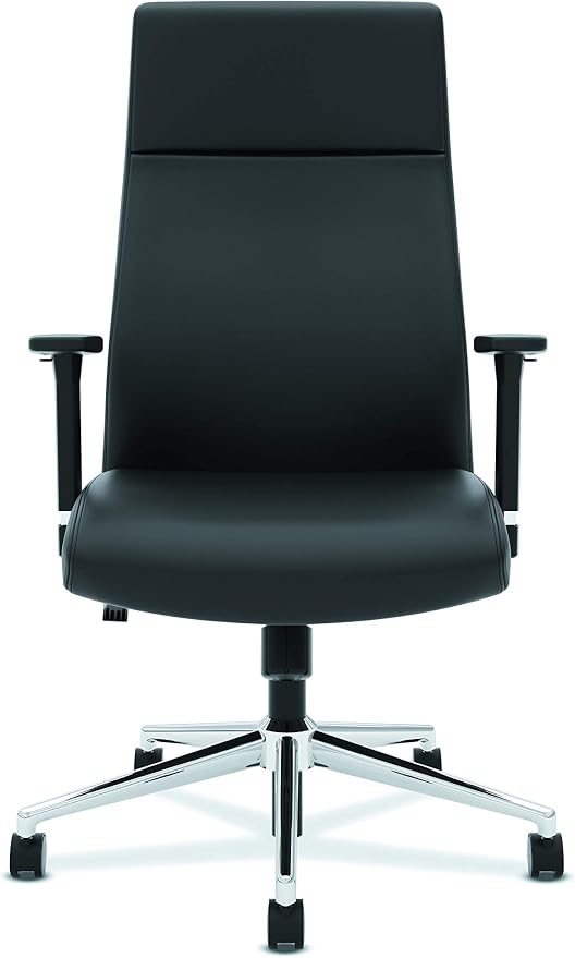 HON basyx Executive Leather Chair - High-Back Office Chair for Computer Desk, Black (HVL108)