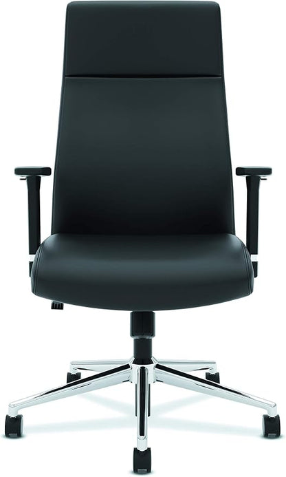 HON basyx Executive Leather Chair - High-Back Office Chair for Computer Desk, Black (HVL108)