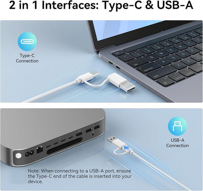 TECKNET USB Wired Keyboard and Mouse for Mac, Dual Interface(Type-C and USB A), Ergonomic Slim Keyboard Set Compatible with MacBook, iMac, Mac mini/Pro, White