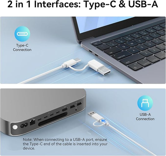 TECKNET USB Wired Keyboard and Mouse for Mac, Dual Interface(Type-C and USB A), Ergonomic Slim Keyboard Set Compatible with MacBook, iMac, Mac mini/Pro, White