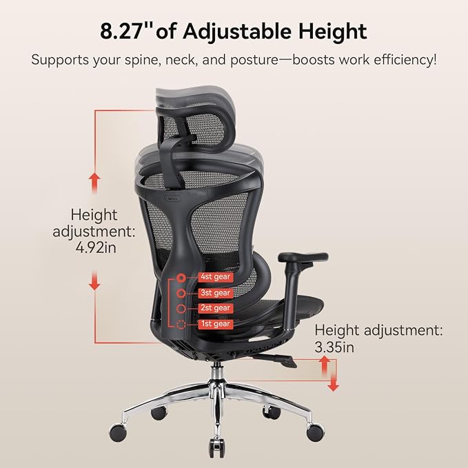 SIHOO Doro C300 Ergonomic Office Chair with Ultra Soft 3D Armrests, Dynamic Lumbar Support for Home Office Chair, Adjustable Backrest Desk Chair, Swivel Big and Tall Computer Chair 2 Packs Black