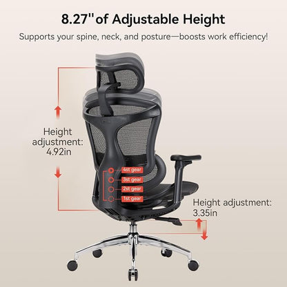 SIHOO Doro C300 Ergonomic Office Chair with Ultra Soft 3D Armrests, Dynamic Lumbar Support for Home Office Chair, Adjustable Backrest Desk Chair, Swivel Big and Tall Computer Chair 2 Packs Black