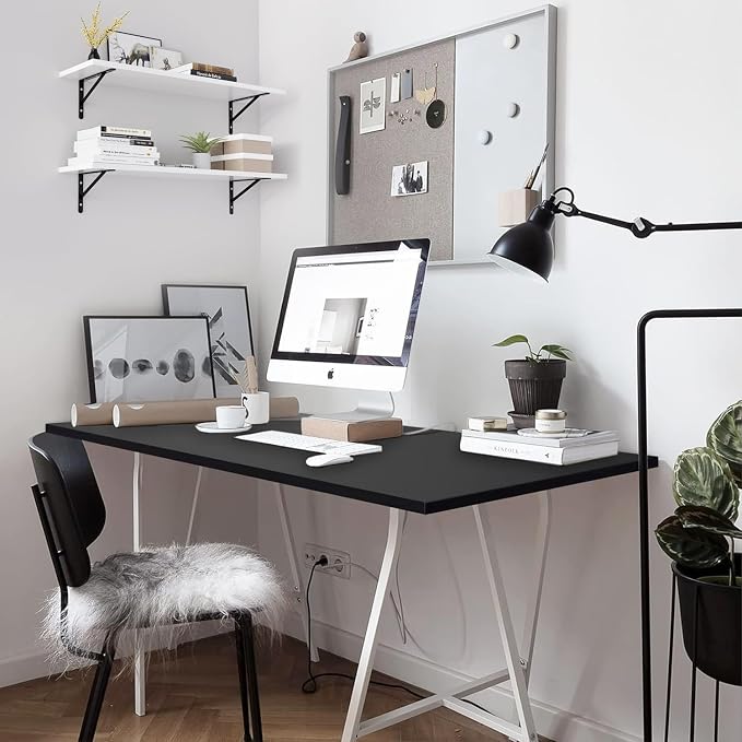 Kaboon 48x26 inches Tabletop, Solid One-Piece Desktop for Sit Stand Desk, Double Desks, L Desk DIY,Wood Countertop Home or Commercial Use,1 inch Thick,Black, 26" D x 48" W