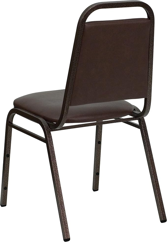 Flash Furniture HERCULES Series Trapezoidal Back Stacking Banquet Chair in Brown Vinyl - Copper Vein Frame