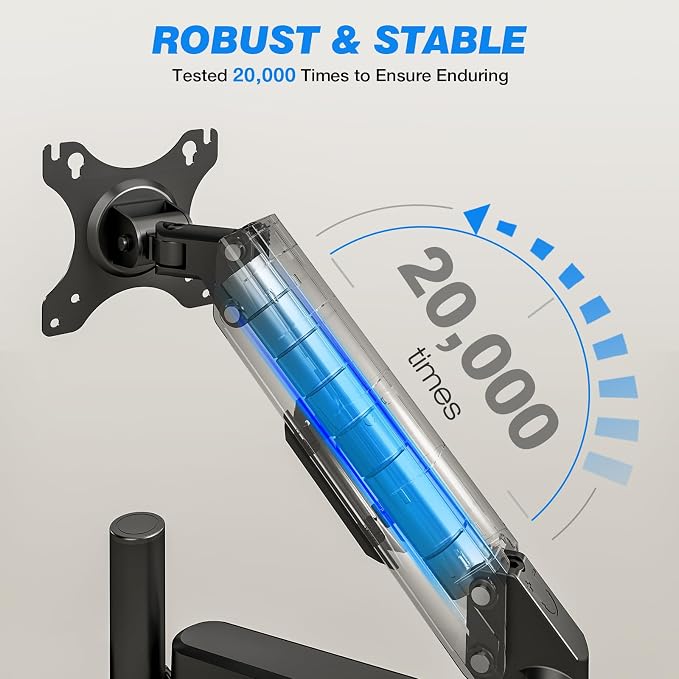 Single Monitor Arm Desk Mount, Adjustable Extra Long Monitor Stand for 17-34 Inch Screens, Hold up to 22 lbs, VESA 75/100mm Mount with Tilt, Swivel, Rotation