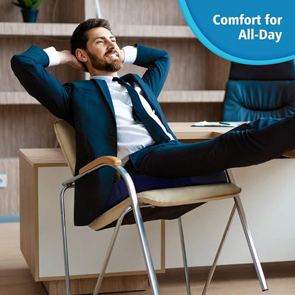 CloudBliss Gel Seat Cushion - Cooling Gel Enhanced, Memory Foam, Ergonomic Seat Cushion for Long Sitting for Office, Game, Car, Airplane (Large, Blue)