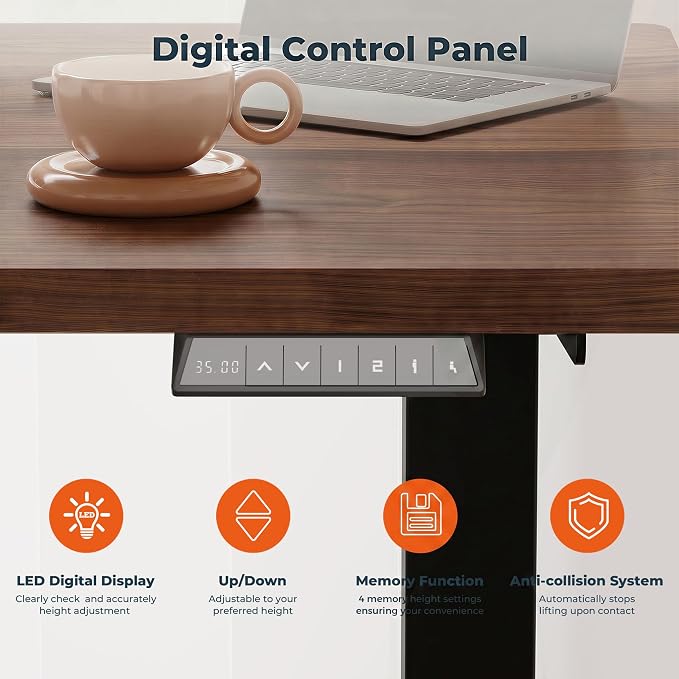 Electric Height Adjustable Standing Desk 79 x 31 Inch Home Office Computer Desk 2 Box Packaging with Memory Preset Cup Holder and Cable Management, Walnut
