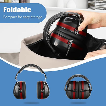 ProCase NRR 32dB Noise Reduction Ear Muffs for Adults & Kids, Hearing Protection for Shooting, Gun Range, Mowing, Construction & Autism Sensory Support, Foldable Safety Earmuffs –Red