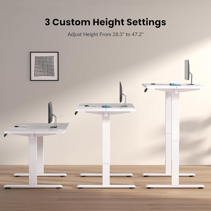 CROWNFURN Electric Standing Desk Frame, Height Adjustable Desk Legs Up to 47.2",with Memory Controller,Ergonomic Stand Up Base Workstation for Home Office, White Frame Only