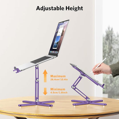 OMOTON 360° Rotating Laptop Stand Riser for Desk, Ergonomic Foldable Computer Stand Adjustable Height Angles for Collaborative Work, Easy Storage Fit Macbooks,All Laptops up to 16 inches, Purple