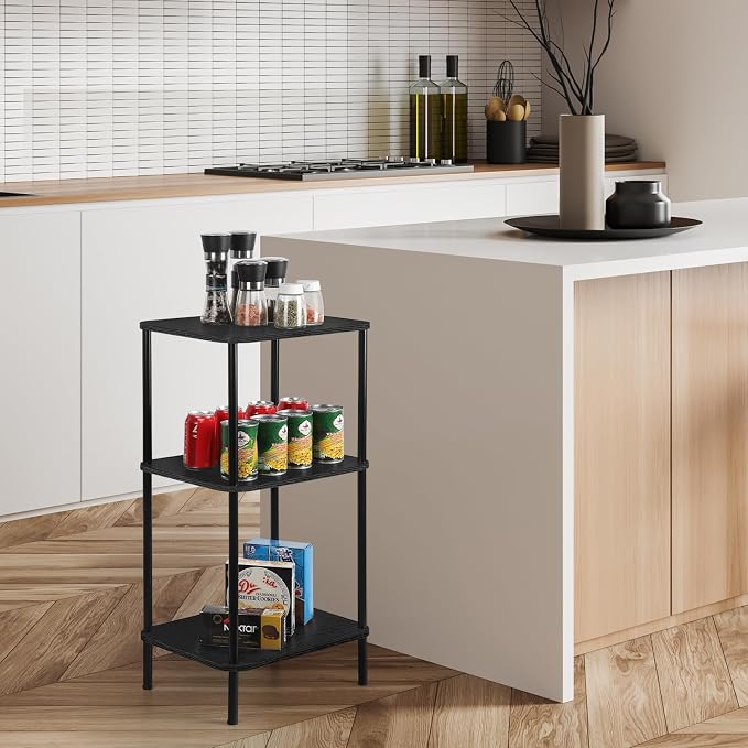 BTY Tall Side Table 3 Tier End Table, 30 Inch H Small End Table with Storage Shelves, Tall Nightstand for Small Spaces Living Room, Bedroom, Home Office,3 Tier Slim Telephone Table