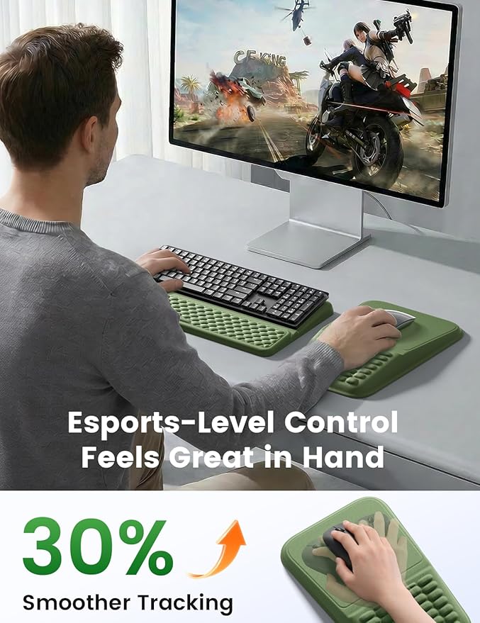 Vaydeer Keyboard Stand and Mouse Pad Set with Wrist Rest, Soft Memory Foam Wrist Support, Ergonomic Wrist Cushion for Desk, Relieves Carpal Tunnel Pain, Palm Hand Typing for Office, Gaming, Pink