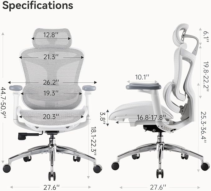 SIHOO Doro C300 Ergonomic Office Chair with Ultra Soft 3D Armrests, Dynamic Lumbar Support for Home Office Chair, Adjustable Backrest Desk Chair, Swivel Big and Tall Computer Chair 2 Packs (Grey)