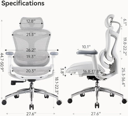 SIHOO Doro C300 Ergonomic Office Chair with Ultra Soft 3D Armrests, Dynamic Lumbar Support for Home Office Chair, Adjustable Backrest Desk Chair, Swivel Big and Tall Computer Chair 2 Packs (Grey)