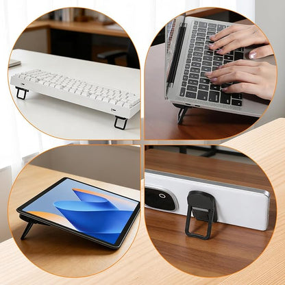 2PCS Plastic Portable Keyboard Riser, Mini Foldable Laptop Keyboard Stand with 2 Angle Settings and Self-Adhesive Foldable Feet, Adjustable Notebook Holder for Most Keyboards (Black)