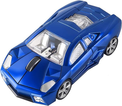 CHUYI Cool Sports Car Shaped Wireless Mouse 1600DPI Cordless Optical Mice with USB Receiver for Office School Home Travel, for PC Laptop Computer Gift (Blue-1 Pack)