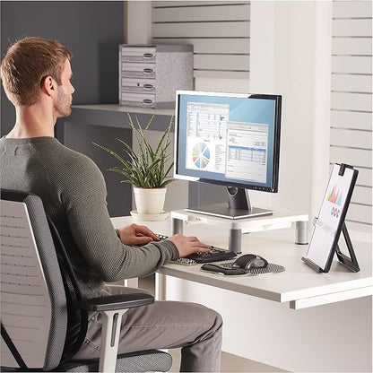 Fellowes 91712 Monitor Riser, Adjustable,13-1/8-Inch x13-1/2-Inch x2-Inch -4-Inch , PM/Graphite