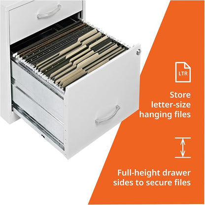 NuSparc 2 Drawer Locking Filing Cabinet | Pre-Assembled Steel Construction | Space-Saving Design is Perfect for Home and Small Office | Letter-Size | Assembled in North America