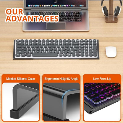 Richboom Computer Keyboard Stand Tilt PC Keyboard Stand Riser for Easy Ergonomic Typing, Acrylic Keyboard Tray Holder for Office Desk, Home, School, with Silicone Anti-Slip Case, Black