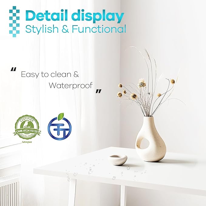 Kaboon 55x27.5 in White Tabletop, Wood Desktop One Piece, Reversible Melamine Countertop for Home and Office