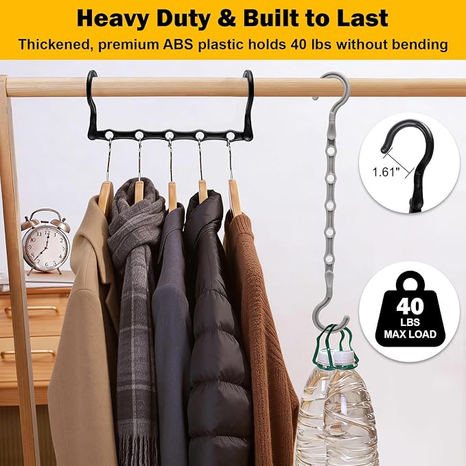 12 Pack College Dorm Room Essentials for Girls Guys, Closet Organizers and Storage, Stronger Space Saving Hangers Clothes Hanger with 5 Holes Closet Storage for Heavy Clothes,Magic Home Organization