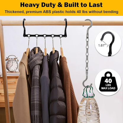 12 Pack College Dorm Room Essentials for Girls Guys, Closet Organizers and Storage, Stronger Space Saving Hangers Clothes Hanger with 5 Holes Closet Storage for Heavy Clothes,Magic Home Organization