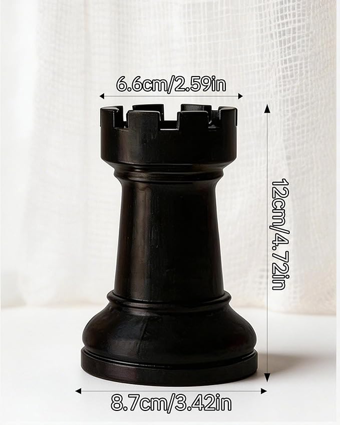 Chess Rook Pen Holder, 3D Printed Chess Piece Desk Organizer for Home Office Decor, Black (Black)