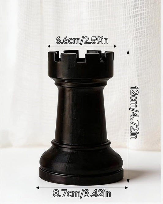 Chess Rook Pen Holder, 3D Printed Chess Piece Desk Organizer for Home Office Decor, Black (Black)