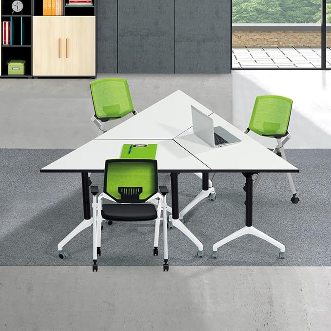 Conference Table,Modern Flip Top Folding Conference Room Tables,Modular Meeting Seminar Tables with Wheels,Foldable Stackable Business Training Conference Tables,4 Pack Foldable Business Office Table