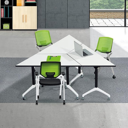 Conference Table,Modern Flip Top Folding Conference Room Tables,Modular Meeting Seminar Tables with Wheels,Foldable Stackable Business Training Conference Tables,4 Pack Foldable Business Office Table