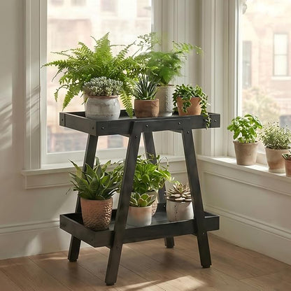 IPARTS EXPERT Farmhouse Side Table, 2-Tier Industrial End Table Black | Heavy Duty 150 LBS Idea for Living Room, Bedroom, Entryways, Home Offices Easy Assembly