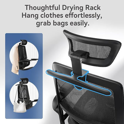 SIHOO M59AS Ergonomic Office Chair, Desk Chair with 3D Flip-up Armrests, Computer Chair with Dual Back Design and Adaptive Dynamic Lumbar Support Black