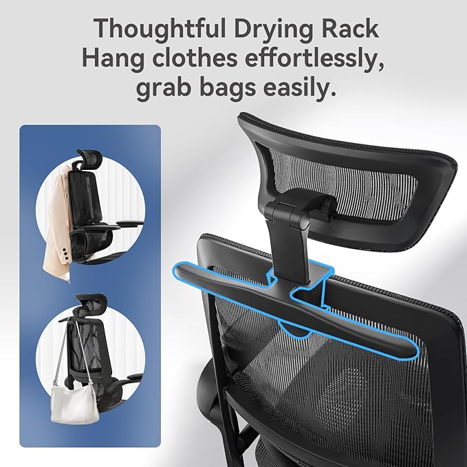 SIHOO M59AS Ergonomic Office Chair, Desk Chair with 3D Flip-up Armrests, Computer Chair with Dual Back Design and Adaptive Dynamic Lumbar Support, 2 Packs, Black