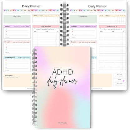 ADHD Daily Planner for Neurodivergent Adults - Productivity Daily Planner & Task Management to Stay Organized and Focused (Rainbow)