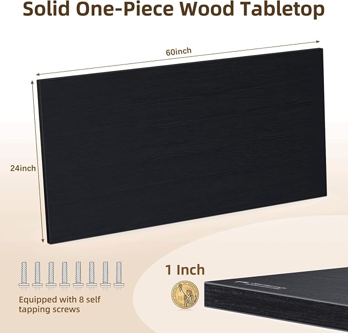 Universal Solid One-Piece Wood Table Top, 60"x24"x1" Workbench Top - Rectangular Particle Board for Standing Desk, Home Office Desk Countertop DlY, Washer Dryer, Coffee, Bar Tabletop