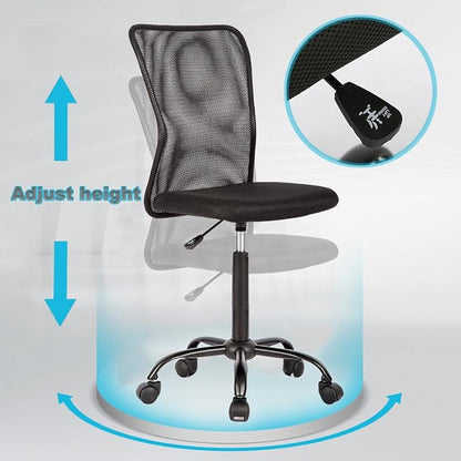 BestMassage Office Chair Cheap Desk Chair Mesh Computer Chair with Lumbar Support No Arms Swivel Rolling Executive Chair for Back Pain,Black 1 Pack