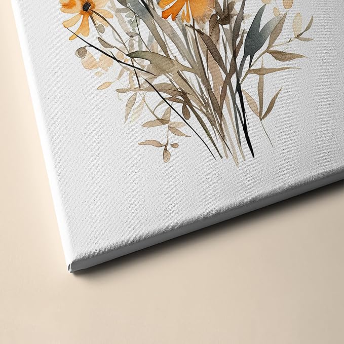 Colorful Wildflower Canvas Wall Art,Floral Wall Art Framed Set of 3 Flowers Art Prints,Watercolors Flower Wall Decor Living Room,Minimalist Botanical Wall Art Modern Wall Decor for Bathroom Bedroom Office,12"x16