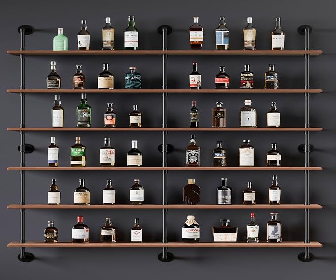 HDDFER Floating Shelves for Wall Living Room Shelves Bookshelf Industrial Pipe Shelving Shelf Real Wood Planks 60 inch Rustic Wall Shelves Hanging Bookshelves Farmhouse Kitchen Bar Shelving
