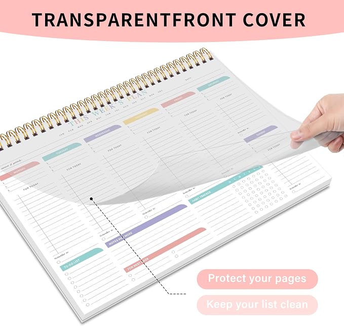 2PC Weekly To Do List Notepad with 52 Undated Sheets（8.5"×11"）- Undated Weekly Desk Planner for Women & Man, School/Office Supplies
