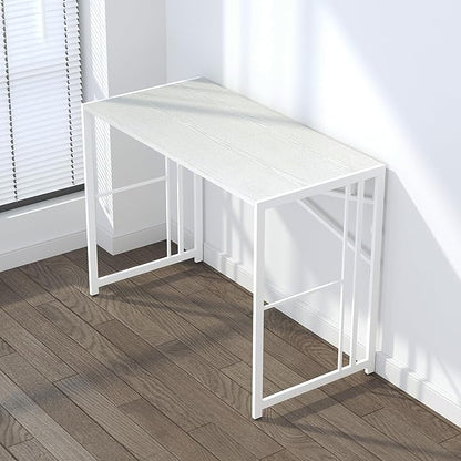 Lutown-Teen Folding Desk 40 inch Writing Gaming Computer Camping Table, No Assembly Required Home Office Desk, White